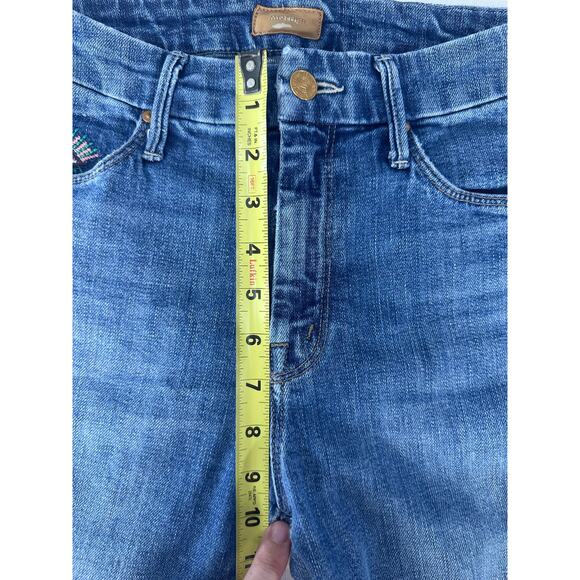 Mother Women sz 25 High Waisted Double Looker Ankle Fray Cotton Denim Skinny - Picture 13 of 16